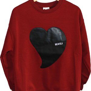 Heart Leather Stich Design Sweatshirt